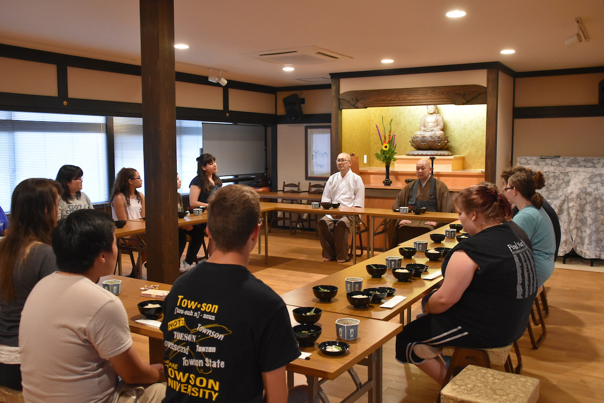 study abroad group in a tea ceremony